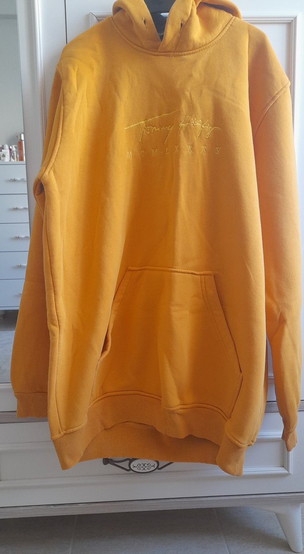 Sarı Kapüşonlu Rahat Kesim Kadın Sweatshirt - Görsel 2