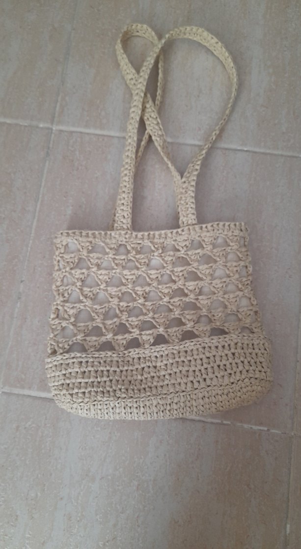 Bej Örgü Dantel Detaylı Kadın Çanta - Görsel 2