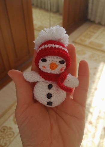 Renkli Atkılı Beyaz Peluş Kardan Adam - Görsel 3