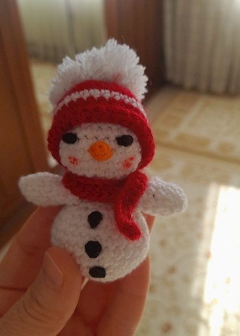 Renkli Atkılı Beyaz Peluş Kardan Adam - Görsel 2