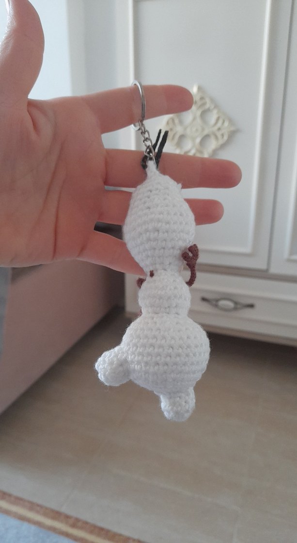 Renkli Beyaz Peluş Oyuncak Anahtarlık - Görsel 3