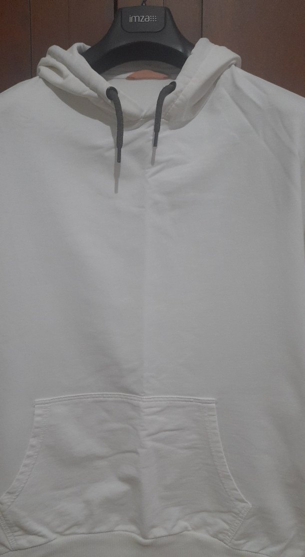 Erkek Beyaz Kapüşonlu Sweatshirt - Görsel 2