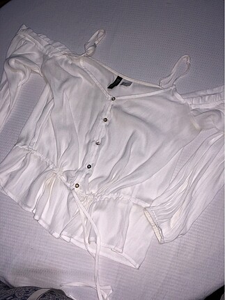 H&M Beyaz tül body gömlek bluz