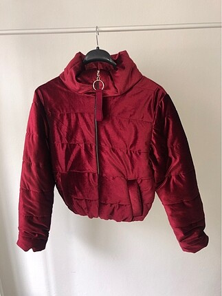 s Beden bordo Renk Kadife bomber mont