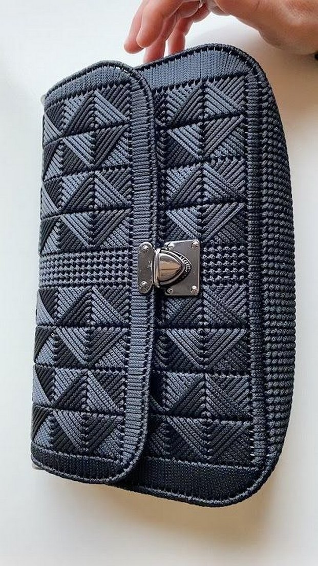 kanvas Nakışlı Örgü Kadın Çanta - Görsel 4