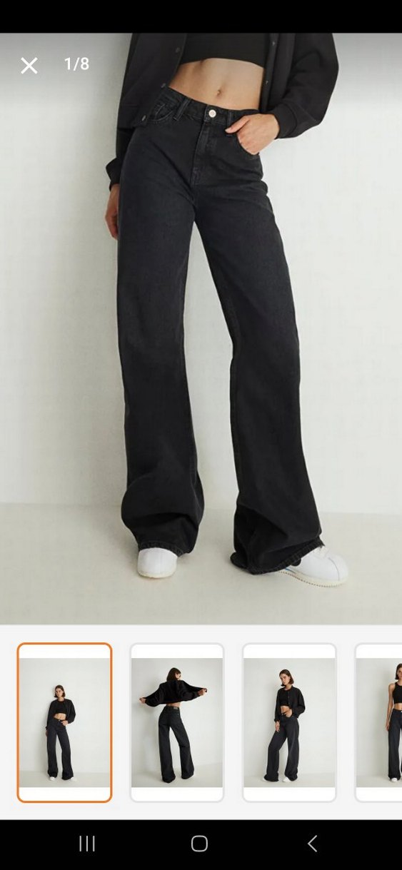 Kadın yüksek bel bol paça jean - Görsel 3