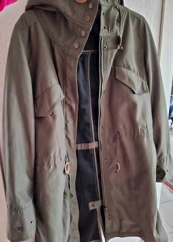 Kadın Haki Uzun Rahat Kesim Trençkot - Görsel 8