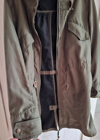 Kadın Haki Uzun Rahat Kesim Trençkot - Görsel 7