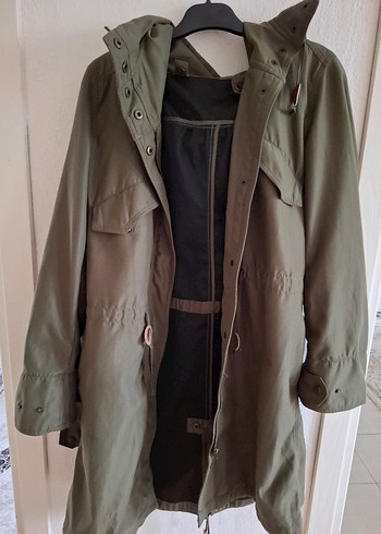 Kadın Haki Uzun Rahat Kesim Trençkot - Görsel 9