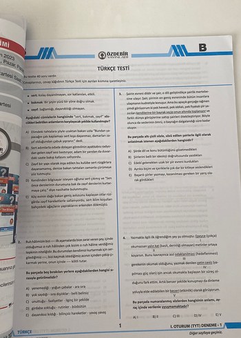  Beden TYT Temel Yeterlilik Testi Deneme Sınavı 4