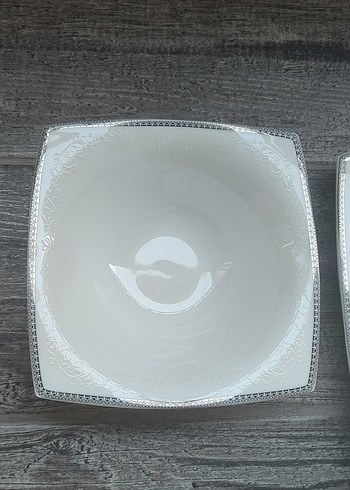 Gri Kenarlı Beyaz Kare Tabak Seti - Görsel 6