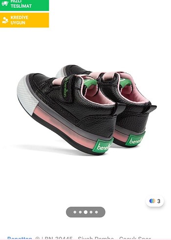 Kız Çocuk Siyah  Desenli Spor Ayakkabı - Görsel 3