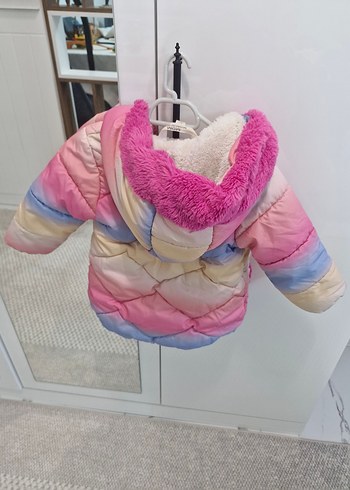 Kız Çocuk Pastel Renkli Peluş Detaylı Mont - Görsel 2