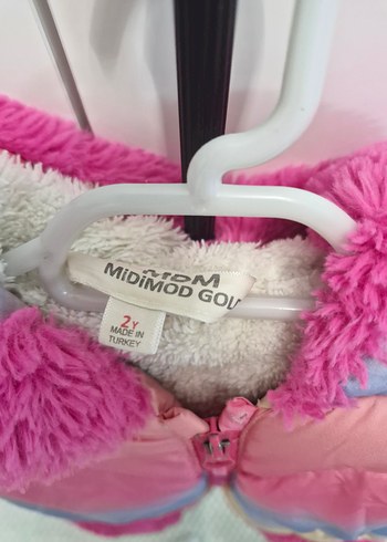 Kız Çocuk Pastel Renkli Peluş Detaylı Mont - Görsel 3