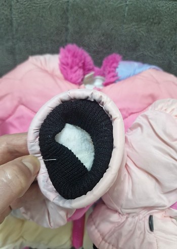 Kız Çocuk Pastel Renkli Peluş Detaylı Mont - Görsel 8