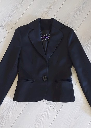 s Beden Düğmeli Siyah Kadın Blazer Ceket