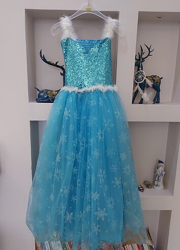 6 Yaş Beden mavi Renk ELSA ELBİSESİ