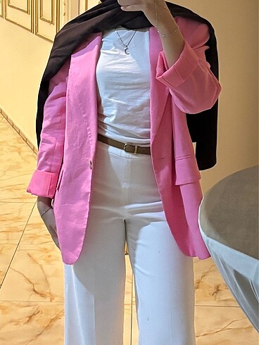 Bershka pembe blazer ceket (son fiyat)