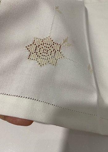 Nakışlı Beyaz peçete takımı - Görsel 4