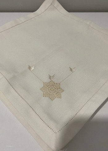 Nakışlı Beyaz peçete takımı - Görsel 8