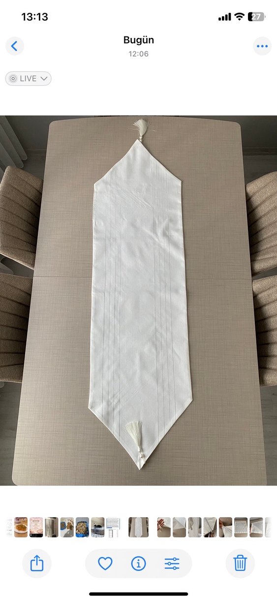 Kırık beyaz runner ve peçete takımı - Görsel 2