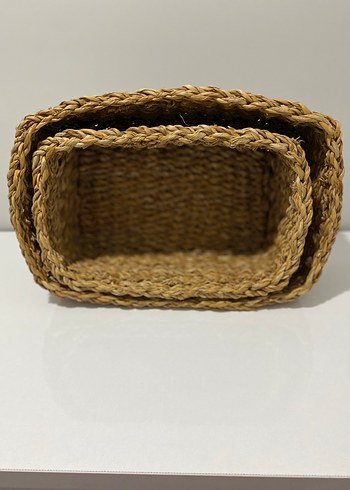 3 lü Hasır Saklama Sepeti - Görsel 2