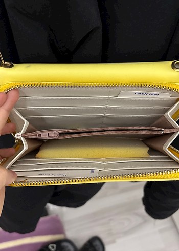 Sarı Deri Kadın Çanta - Görsel 3