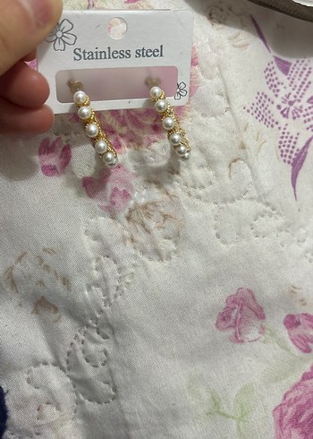 Altın Renk Mini Boncuklu Kadın Küpe - Görsel 2