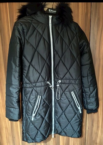 Kürk Detaylı Siyah Kadın Mont - Görsel 2