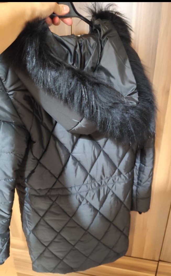 Kürk Detaylı Siyah Kadın Mont - Görsel 5