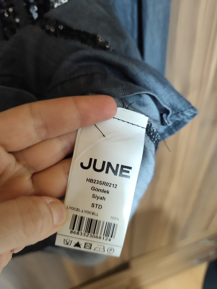 Payetli Gri Denim Bohem Kadın Gömlek - Görsel 5