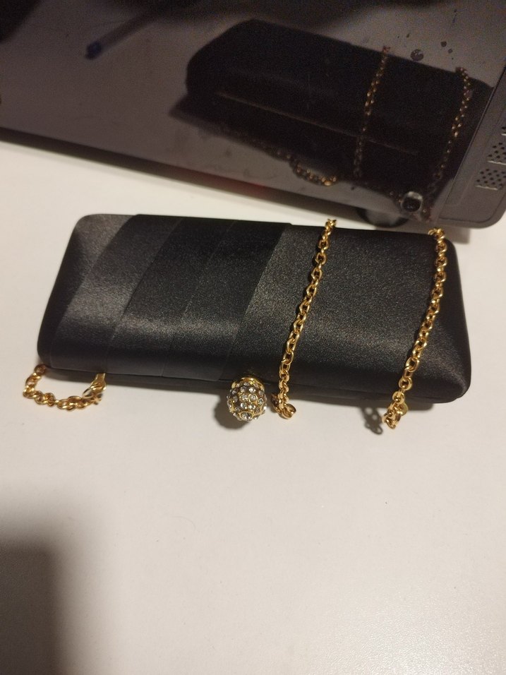 İpekyol- Zincir Detaylı Siyah Saten Kadın Portföy Çanta - Görsel 2