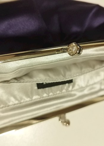 Zincir Detaylı Mor Saten Kadın Portföy Çanta - Görsel 5