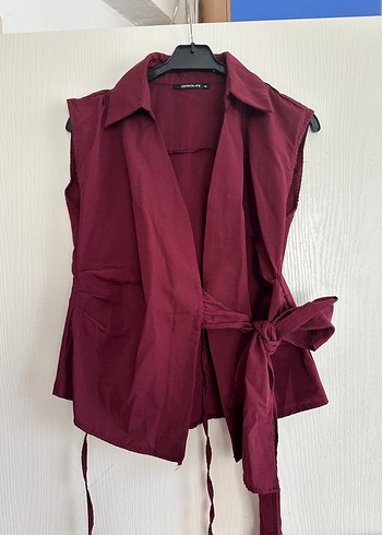 Armalife Yanı Bağlama Kolsuz Kruvaze Bluz - Görsel 6