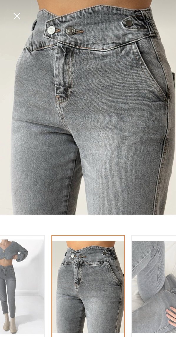 Gri Kemerli Kadın Mini Denim Pantolon - Görsel 3