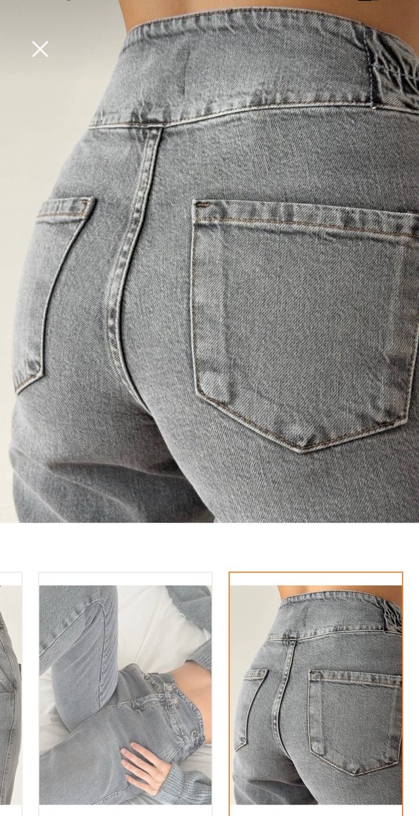 Gri Kemerli Kadın Mini Denim Pantolon - Görsel 5