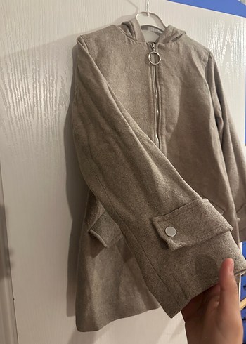 Bej Kadın Mini Yün Kaban - Görsel 4