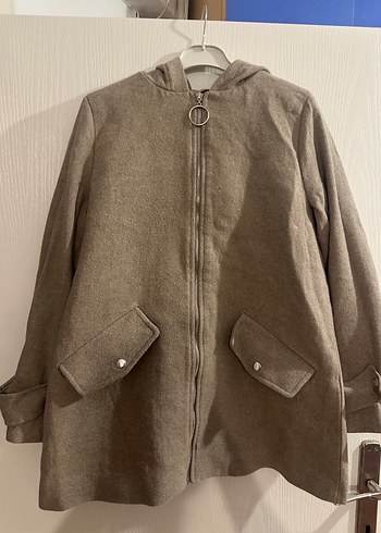 Bej Kadın Mini Yün Kaban - Görsel 3