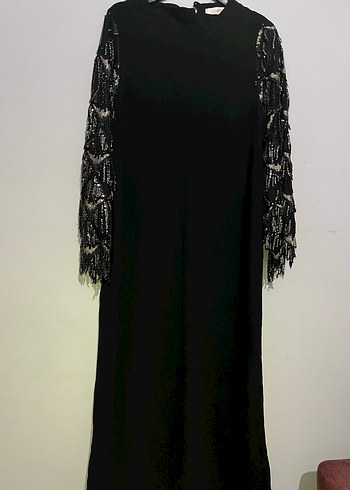 Dantel Detaylı Siyah Uzun Kollu Gotik Elbise