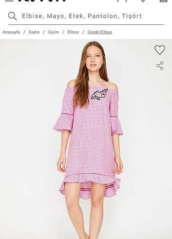 Koton Pembe Ekose Elbise 