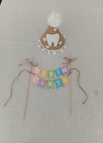 Dişim Çıktı pasta süsü ve parti şapkası