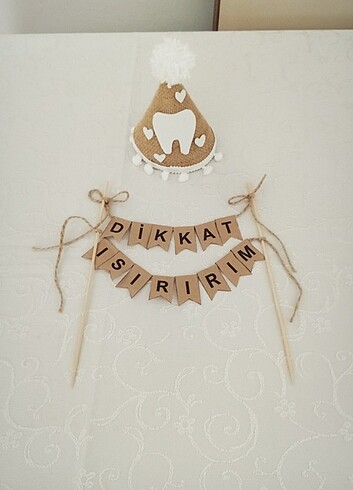 Dikkat Isırırım pasta süsü ve diş şapkası Dişim Çıktı