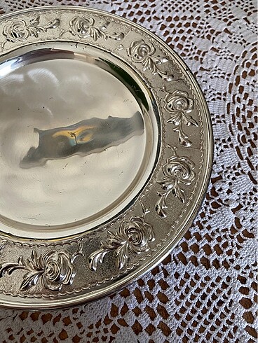 Beden Renk Vintage Gümüş Kaplama Ayaklı Tabak