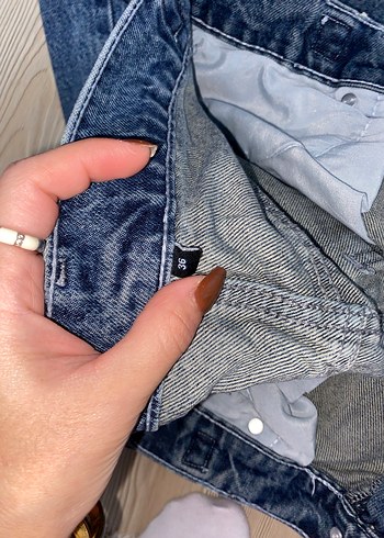 Trendyol & Milla Gri Mavi Bol Kesim Midi Denim Kadın Jean