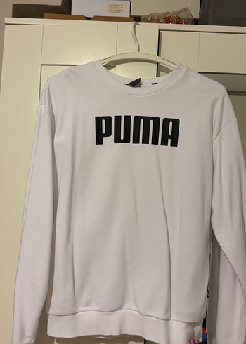 Puma Beyaz Logo Sweatshirt