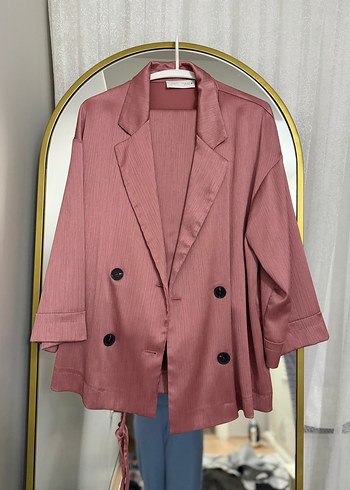 Zara Gul Kurusu İnce Cizgili Oversize Blazer Ceket Takim