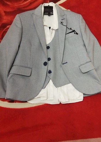 Gri Düğmeli Çocuk Takım Elbise - Görsel 2