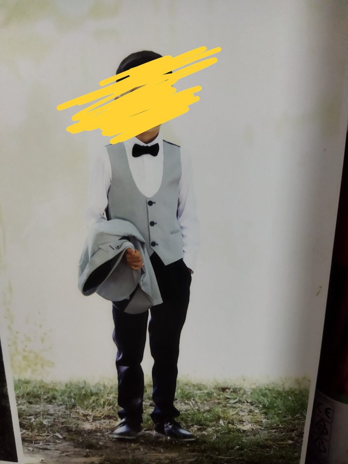 Gri Düğmeli Çocuk Takım Elbise - Görsel 5