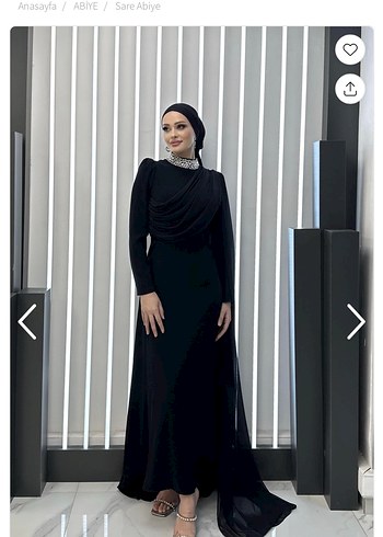 Abiye Uzun Siyah Drapeli Yüksek Yakalı Abiye