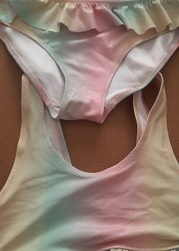 Kız Çocuk Pastel Renkli Bağlama Desenli Bikini